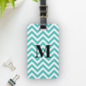 Blauwe Chevron met monogram Bagagelabel