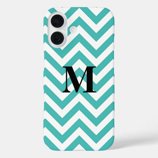 Blauwe Chevron met monogram Case-Mate iPhone Case (Achterkant)