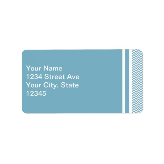 Blauwe Chevron met monogram Etiket (Voorkant)