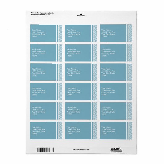 Blauwe Chevron met monogram Etiket (Full Sheet)