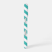 Blauwe Chevron met Monogram iPhone 16 Hoesje (Rechterkant)