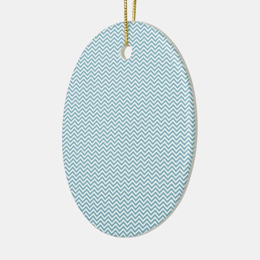 Blauwe Chevron met monogram Keramisch Ornament (Links)