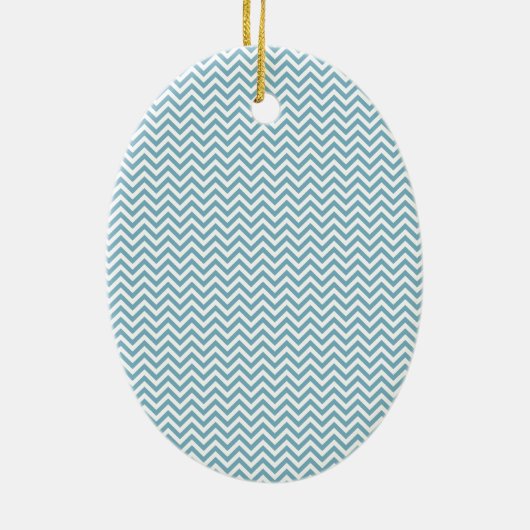 Blauwe Chevron met monogram Keramisch Ornament (Achterkant)