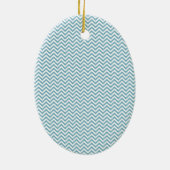Blauwe Chevron met monogram Keramisch Ornament (Achterkant)
