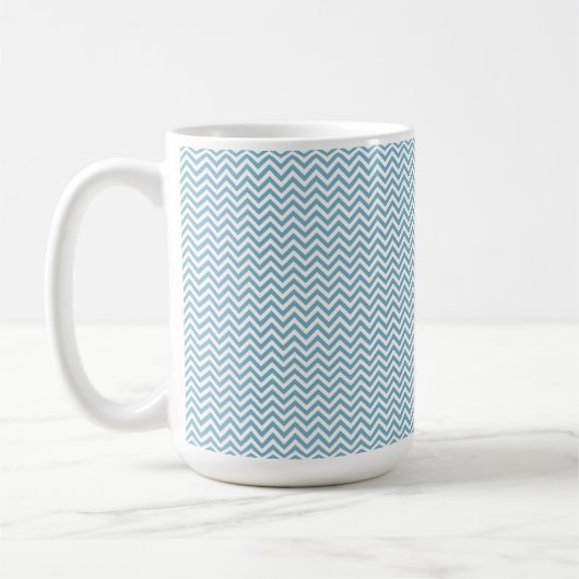 Blauwe Chevron met monogram Koffiemok (Links)