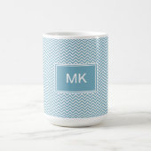 Blauwe Chevron met monogram Koffiemok (Center)