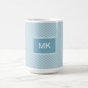 Blauwe Chevron met Monogram Koffiemok