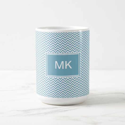 Blauwe Chevron met monogram Koffiemok (Center)