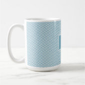 Blauwe Chevron met monogram Koffiemok (Links)