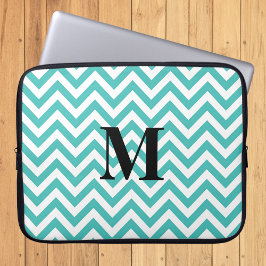 Blauwe Chevron met Monogram Laptop Sleeve