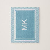 Blauwe Chevron met monogram Legpuzzel (Verticaal)