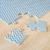 Blauwe Chevron met monogram Legpuzzel (Zijkant)