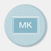 Blauwe Chevron met monogram Magneet (Voorkant)