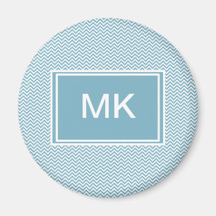 Blauwe Chevron met Monogram Magneet