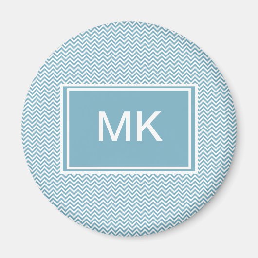 Blauwe Chevron met monogram Magneet (Voorkant)