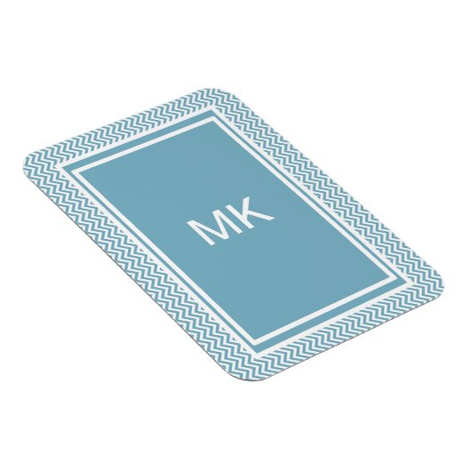 Blauwe Chevron met monogram Magneet (Rechterzijde)