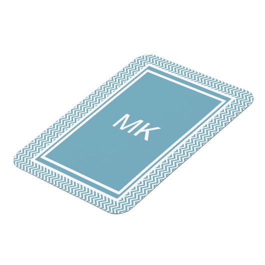 Blauwe Chevron met monogram Magneet (Linkerzijde)