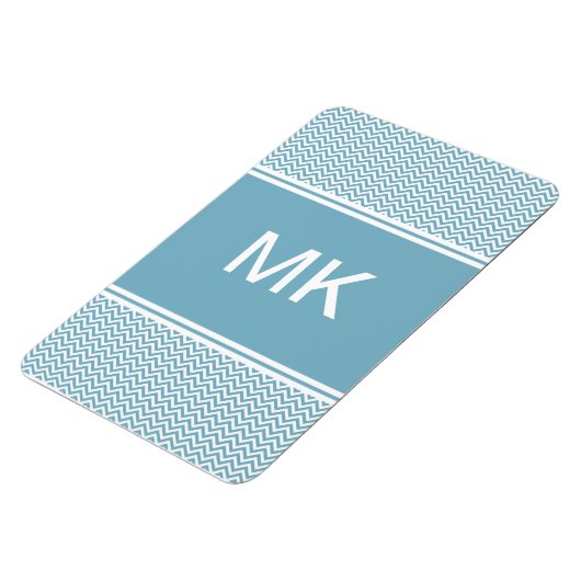Blauwe Chevron met monogram Magneet (Linkerzijde)