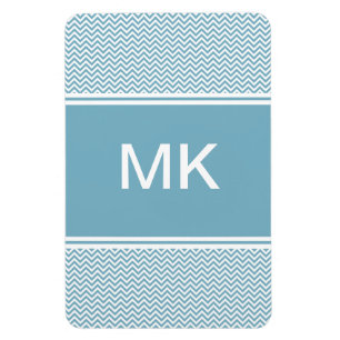 Blauwe Chevron met Monogram Magneet