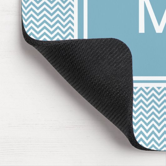 Blauwe Chevron met monogram Muismat (Hoek)