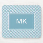 Blauwe Chevron met monogram Muismat (Voorkant)