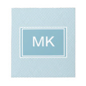 Blauwe Chevron met monogram Notitieblok (Voorkant)