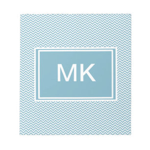 Blauwe Chevron met Monogram Notitieblok