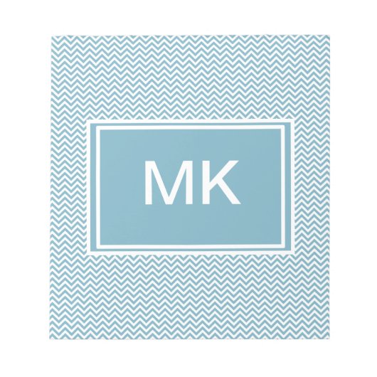 Blauwe Chevron met monogram Notitieblok (Voorkant)