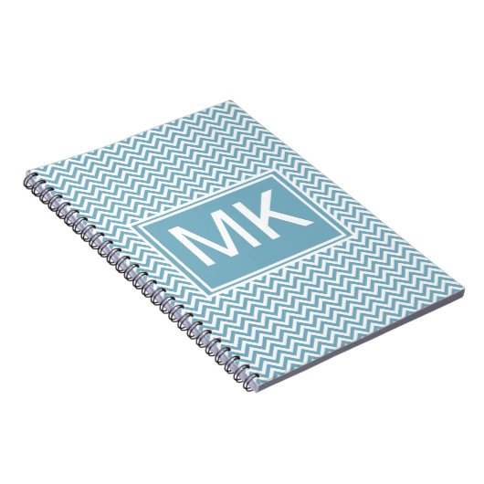 Blauwe Chevron met monogram Notitieboek (Rechterzijde)