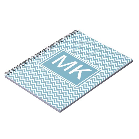 Blauwe Chevron met monogram Notitieboek (Linkerzijde)