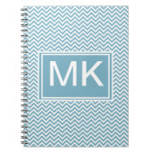 Blauwe Chevron met monogram Notitieboek (Voorkant)