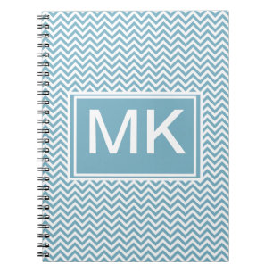 Blauwe Chevron met Monogram Notitieboek