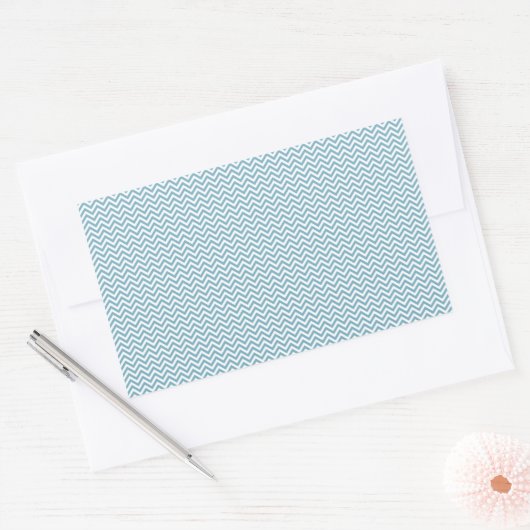 Blauwe Chevron met monogram Rechthoekige Sticker (Envelop)