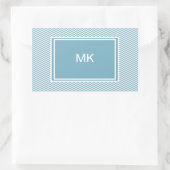Blauwe Chevron met monogram Rechthoekige Sticker (Tas)