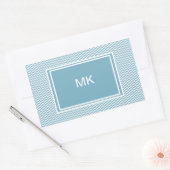 Blauwe Chevron met monogram Rechthoekige Sticker (Envelop)