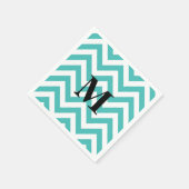Blauwe Chevron met monogram Servetten (Hoek)