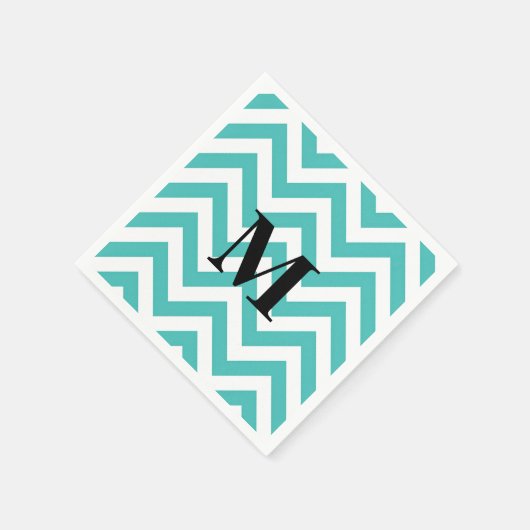 Blauwe Chevron met monogram Servetten (Hoek)