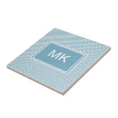 Blauwe Chevron met monogram Tegeltje (Zijkant)