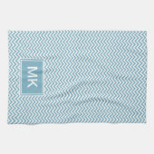 Blauwe Chevron met monogram Theedoek (Horizontaal)