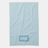 Blauwe Chevron met monogram Theedoek (Verticaal)