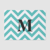 Blauwe Chevron met monogram Tissuepapier (Voorkant)