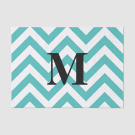 Blauwe Chevron met monogram Tissuepapier