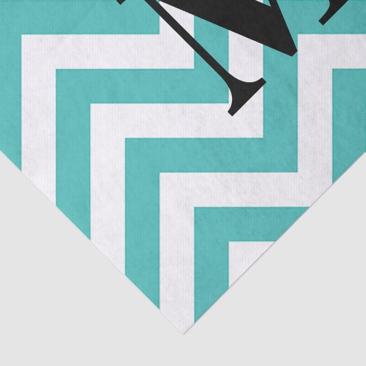 Blauwe Chevron met monogram Tissuepapier (Detail)