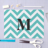 Blauwe Chevron met monogram Tissuepapier (Craft)