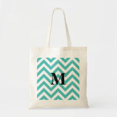 Blauwe Chevron met monogram Tote Bag (Voorkant)