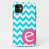 Blauwe chevron monogram iPhone case cover (Achterkant)