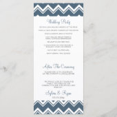 Blauwe chevron Palm Trees Beach Trouwprogramma's Programmakaart (Achterkant)