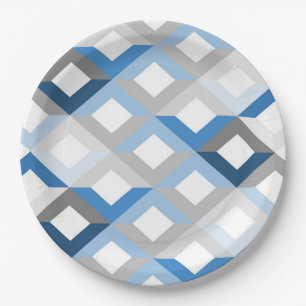 blauwe chevron papieren borden bordje