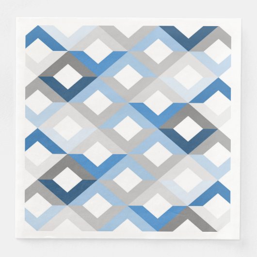 blauwe chevron papieren servetten (Voorkant)