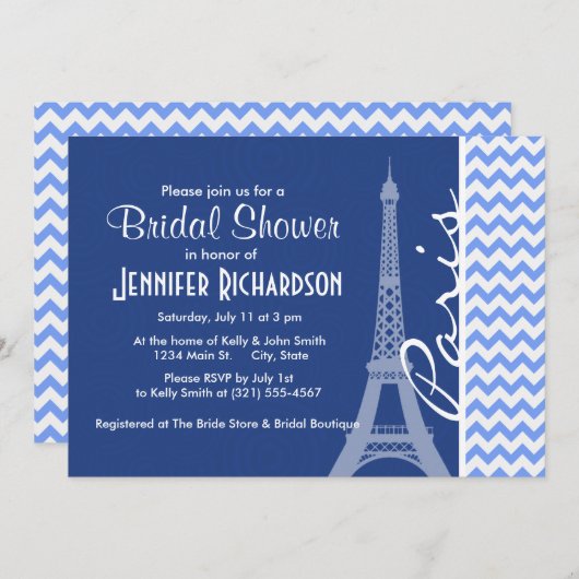 Blauwe Chevron; Parijs Kaart (Voorkant / Achterkant)